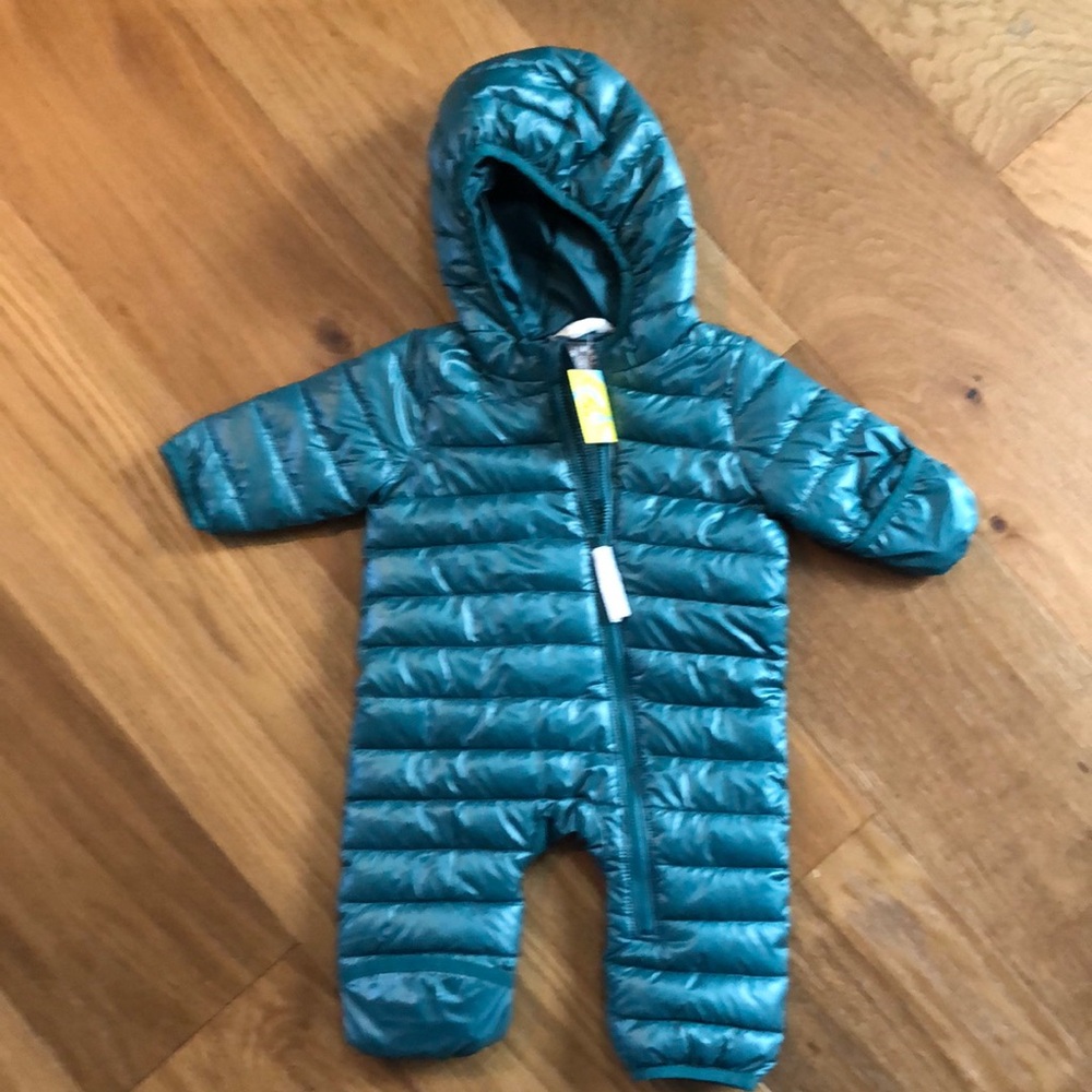 Primary baby puffer suit spruce